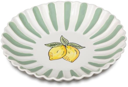 Diep Bord Fruity Citron – Groen/Wit – Aardewerk – ø 24 x 5 cm - Dishes & Deco