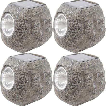 Lumineo Buiten spot solar verlichting - 4x - steen - LED - 10 x 12 cm