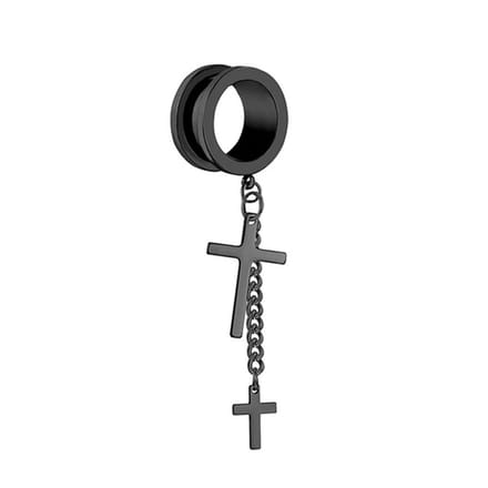 Tunnel screw fit dubbele kruis 6 mm - zwart - LMPiercings