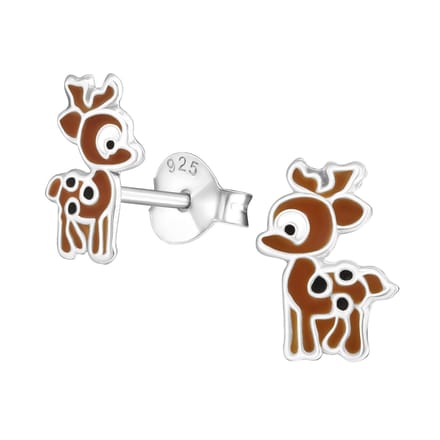 Princess Oorbellen Bambi - 925 Zilver E-Coating - Hertje - 6x9mm