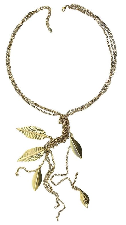 Behave - Statement ketting - Nature stijl - Goudkleur bladeren - 52 cm
