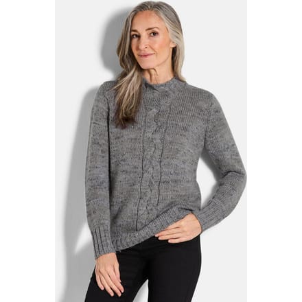 Tricot pullover met kabelpatroon - grijs / gedess. - Gr. 48 van Goldner Fashion
