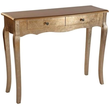 Console en bois patiné Sion doré - VERSA - Meuble d'Entrée - 2 tiroirs - Elégance - Chic