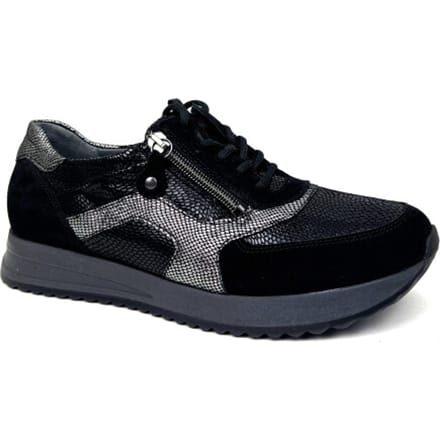 Zwarte Waldlaufer Veterschoenen Wijdte H