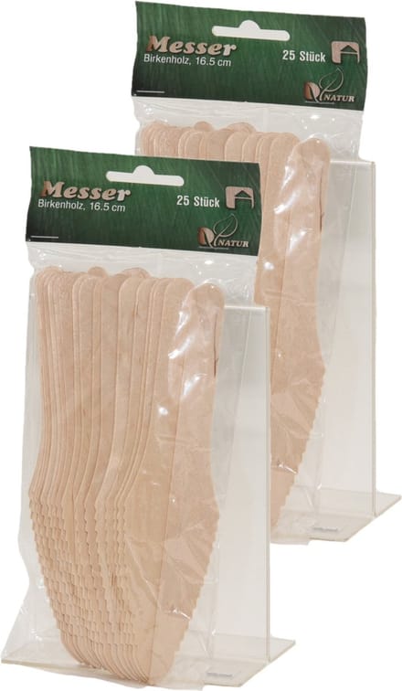 Wegwerp messen - 75x stuks - hout - wegwerpbestek - BBQ/verjaardag/picknick