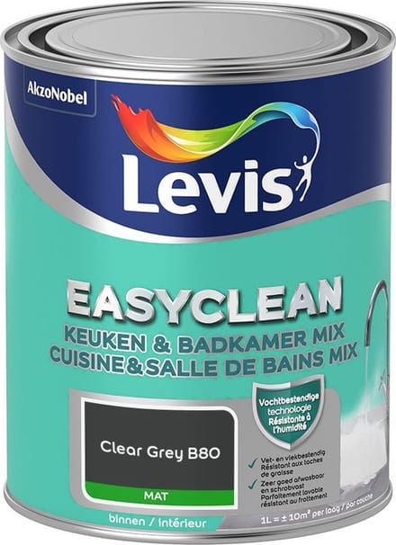 Levis - Easyclean Keuken & Badkamer Mix - Clear Grey B80 - Mengverf - 1 L