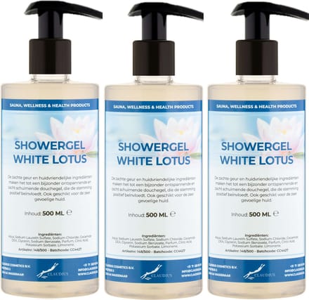 Douchegel White Lotus 500 ml - set van 3 stuks - met gratis pomp - Showergel
