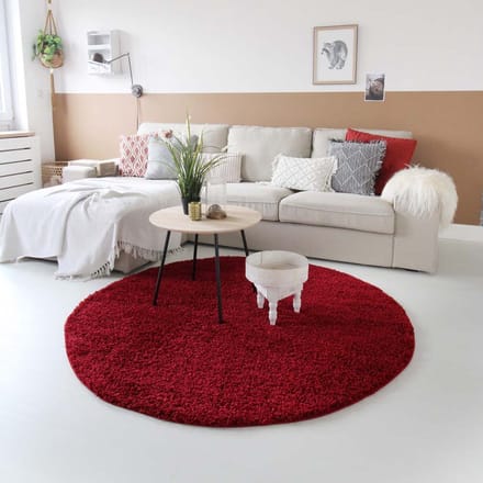 Rond hoogpolig vloerkleed - Shaggy Trend rood 160