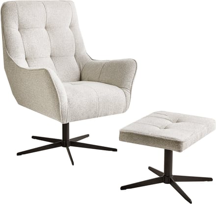 MOLLE - Fauteuil met voetenbank - Lichtbeige - Polyester