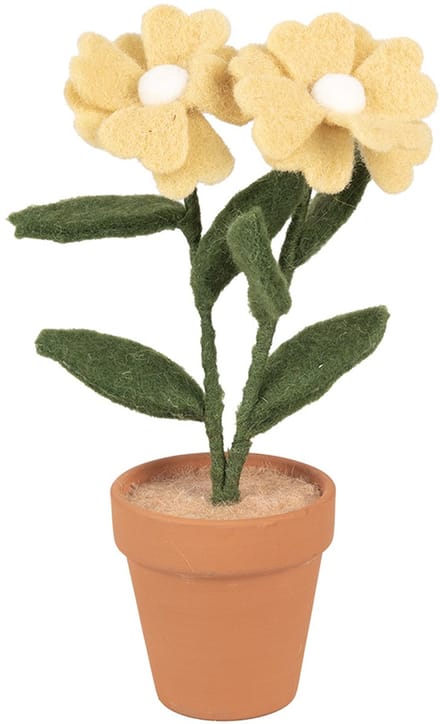 Clayre & Eef Decoratie Bloem 8x8x26 cm Geel Textiel