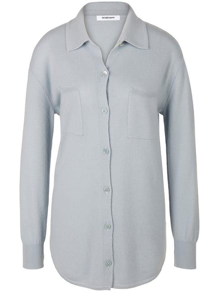 Gebreid shirt polokraag Van Peter Hahn blauw