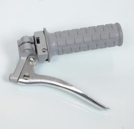 grijs vintage gashendel + hendel en kabelstop voor bromfiets