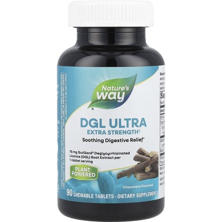 Nature's Way, DGL Ultra, Extra Fort, Chocolat, Comprimés à Croquer 90 Comprimés