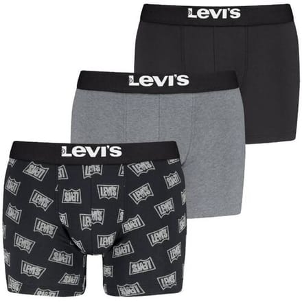Levi's heren giftbox 3P boxers western logo zwart & grijs