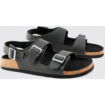 Double Strap Buckle Sandal | Black | Size 43