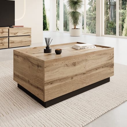 Meubella - Emino - Salontafel - Eikenpatroon - 90x58x38 cm