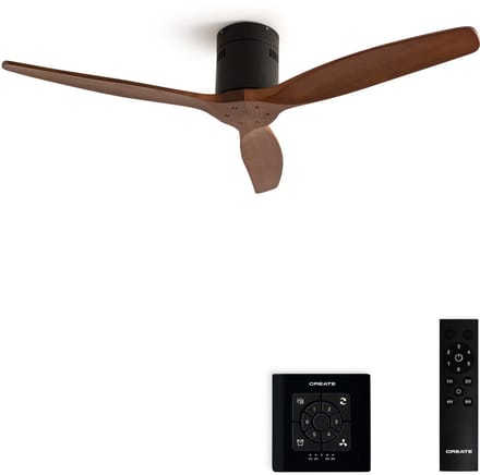 CREATE - Plafondventilator 40W silent 100% hout - S - Geen licht - Controller voor wandmontage - WIND CALM NATURAL WOOD