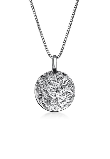 KUZZOI - Halsketting - Mannen plaat hanger Basis Hammered in 925 Sterling zilver - Heren