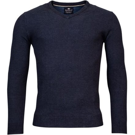 Baileys Trui V-Neck Allover 2-Tone Structure Knit Navy / male