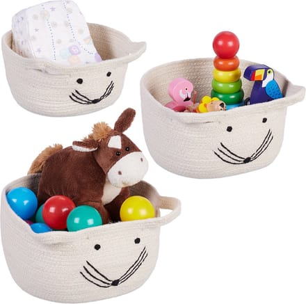 speelgoedmand set van 3 - muis - jute - 3 groottes - opbergmand kinderkamer