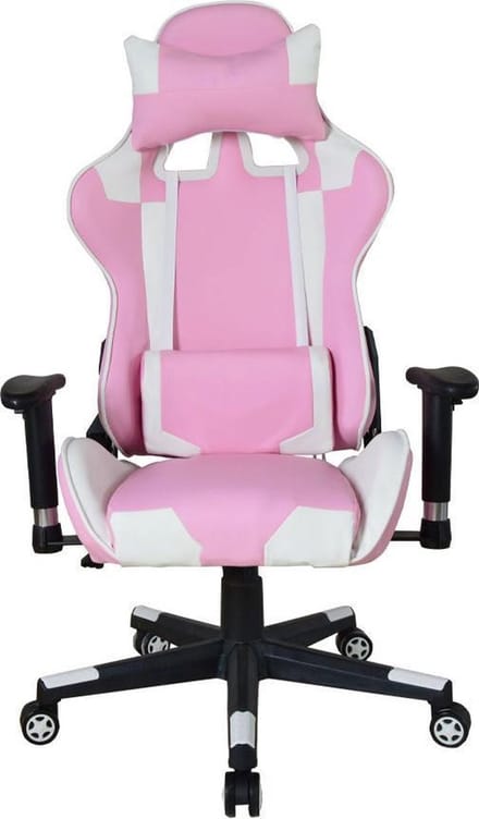 Gamestoel Thomas - bureaustoel racing gaming - ergonomisch - roze wit