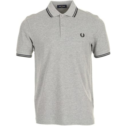 Fred Perry polo lichtgrijs met zwarte twin-tipped kraag voor heren - S (36)