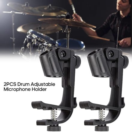 Clips de Microphone à tambour, 2 pièces, support de Microphone réglable, cerceau de tambour, support de jante, support anti-choc 2Pcs gray