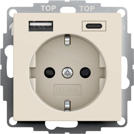 Dubbele Usb Type A/C Wandcontactdoos Met Veiligheid Plus - 245901 - E3YMF