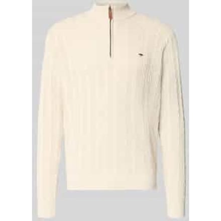 Fynch-Hatton Trui Troyer Zip Cable Knit New Off White / male