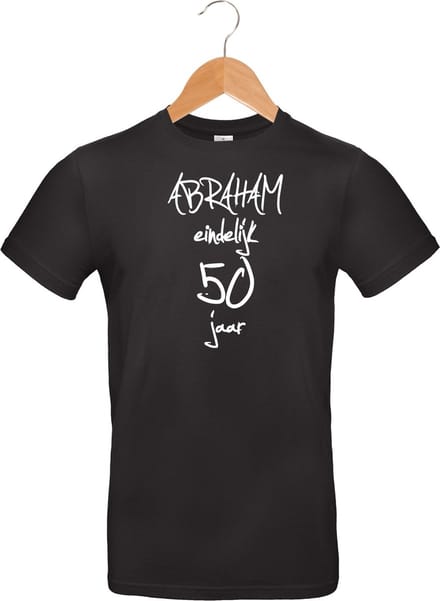 Mijncadeautje T-shirt - Abraham eindelijk 50 jaar - - unisex - Zwart (maat M)