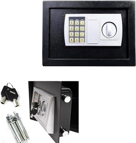 Digitale Kluis - Geldkluis - Waardevolle Spullen - Toegangscode en sleutel - 46 L - Zwart