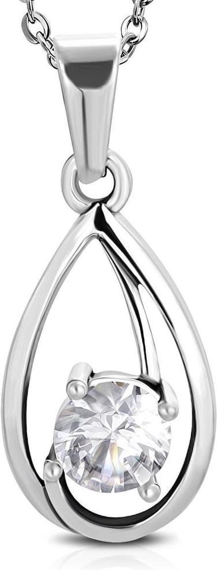 Amanto Ketting Bork - 316L Staal - Druppel - 24x13mm - 45cm