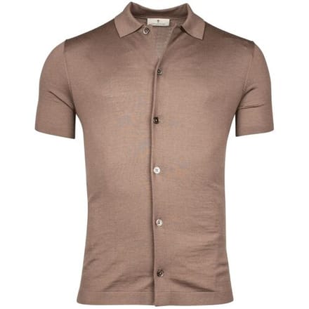 Thomas Maine Vest Fine Merino Short Sleeve Overshirt Button Cardigan Greige / male