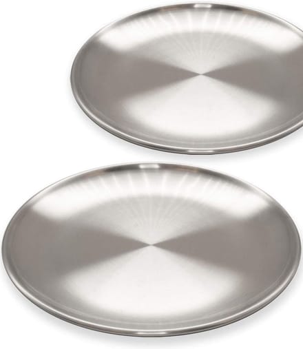 Omgoods - Set van 2 Onbreekbare RVS Borden 20 cm voor Kampeergebruik