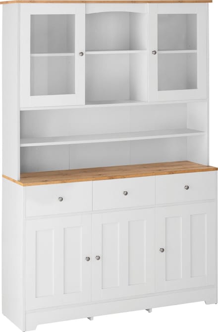 Kate - Buffetkast met 5 Deuren 3 Lades - Wit/Eiken - 128 x 38 x 182 cm