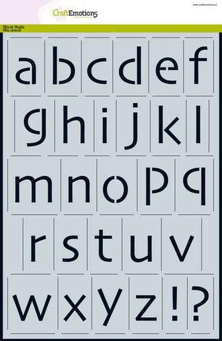 CraftEmotions stencil - alfabet kleine letters Skia A4 - H=±35mm A4