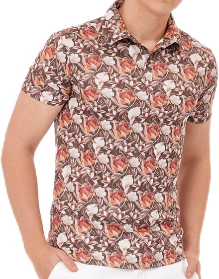 Func Factory mannen Polo Orange Flower maat S