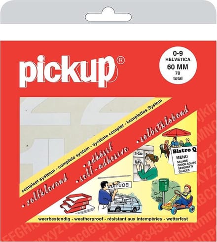 Pickup plakcijfers boekje Helvetica wit - 60 mm - 6 cm