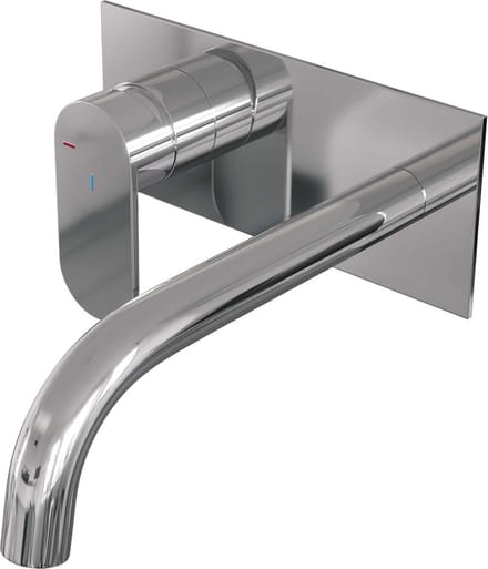 Brauer Chrome Edition inbouw wastafelmengkraan met gebogen uitloop en afdekplaat model C2 chroom