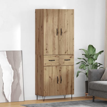 vidaXL - Highboard - 2 - st - Artisan - Eiken - 69,5 - x - 34 - x - 180 - cm - Bewerkt - hout