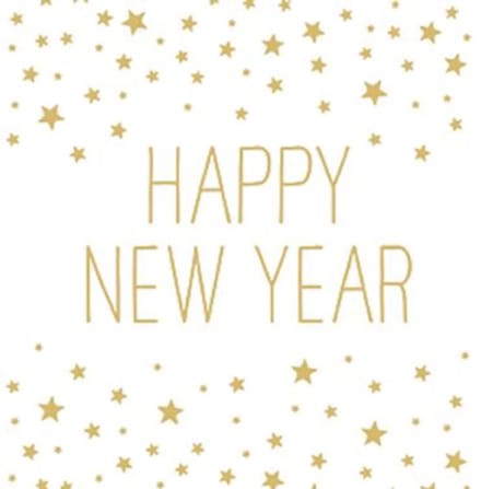 Lunch servetten Happy New Year White - PPD - 33x33 cm