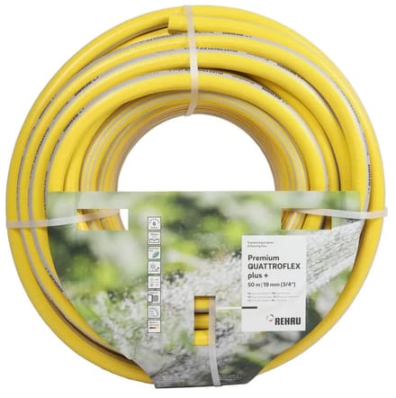 Talen Tools - Gele Tuinslang - 3/4 - 50 m - Quattroflex - Getricoteerd - No Torsion White Plus