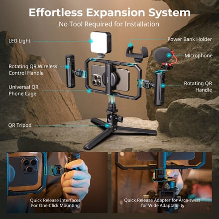 SmallRig All-in-One Universele Quick Release Telefoon Video Rig Kit Pro Telefoon Stabilisator Rig Kit voor Vlogging & Livestreaming 4704