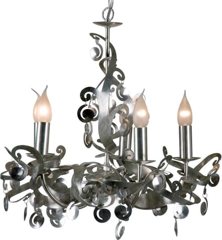 Hanglamp Mila 5 Ø54cm - geborsteld zilver - 5x60w E14