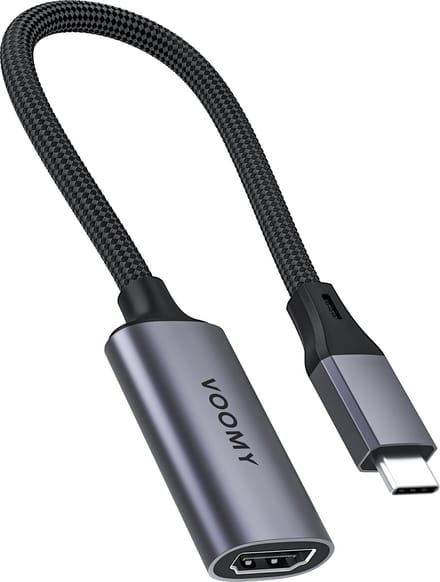 Voomy USB C naar HDMI Adapter - 4K 60hz - Gevlochten Kabel - Thunderbolt 3 - Space Grey