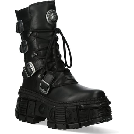 New Rock halfhoge leren Goth-laarzen-WALL373-S5