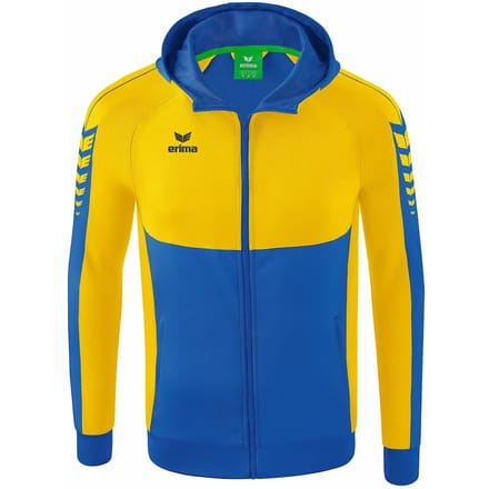 Erima Six Wings Trainingsjack Met Capuchon Kinderen - Geel / New Royal | Maat: 152