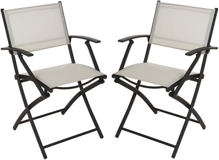 Redcliffs Klapstoel - 2x - beige - opklapbaar - 46 x 52 x 85 cm - staal/polyester - campingstoel/tuinstoel