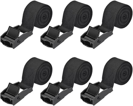 Spanbanden Set van 6 | 1m x 2,5cm Verstelbare Ratel Spanriemen voor Auto, Fiets en Bagage