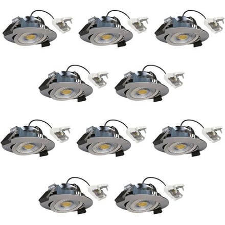 KS Verlichting 10x inbouwspot - Liv plafondspot - dimbaar - brushed - kantelbaar